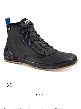 Keds Size 7 Shoes Rain Boots Black Boot with Blue Pull-Tab